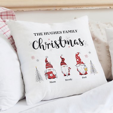 Personalised Gonk Family Christmas Cushion (New for Xmas 2024)