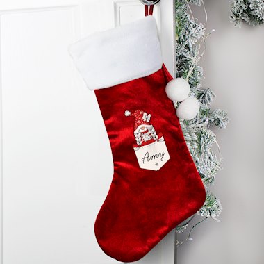 Personalised Gonk Family Red Christmas Stocking- Girl (New for Xmas 2024)