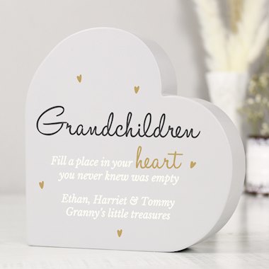 Personalised Grandchildren Free Standing Heart Ornament
