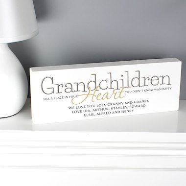 Personalised Grandchildren Wooden Block Sign