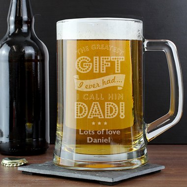 Personalised Greatest Dad Glass Pint Stern Tankard