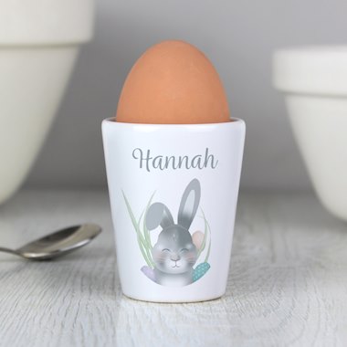 Personalised Grey Easter Bunny Egg Cup