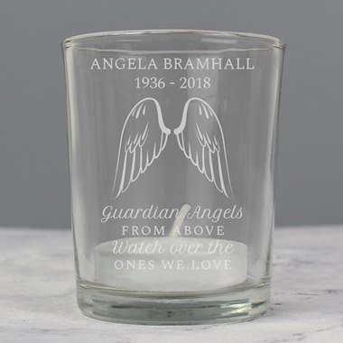 Personalised Guardian Angel Wings Votive Candle Holder