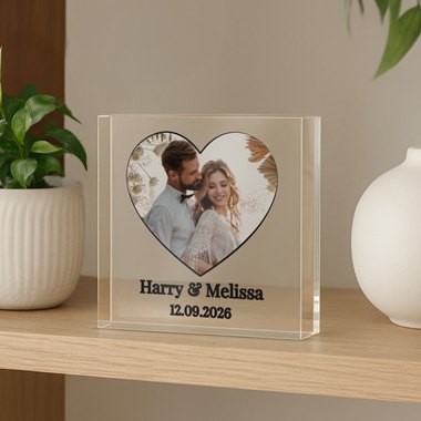 Personalised Heart Photo Upload Small Glass Ornament