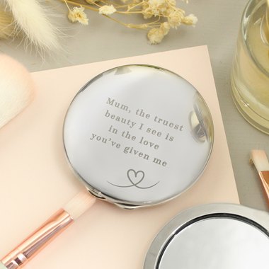 Personalised Heart Round Compact Mirror