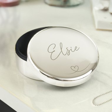Personalised Heart Round Trinket Box