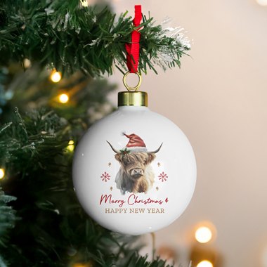Personalised Highland Cow Christmas Bauble