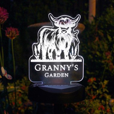 Personalised Highland Cow Garden Solar Light