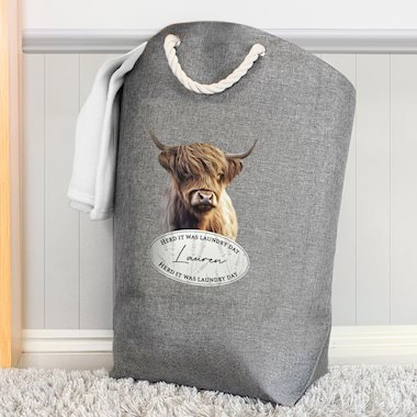 Personalised Highland Cow Laundry Bag