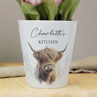 Personalised Highland Cow Plant Pot