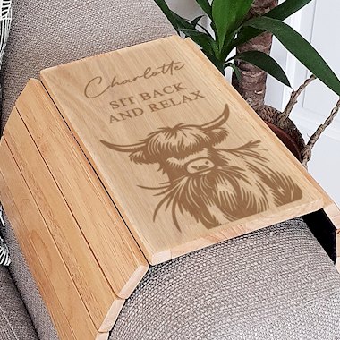 Personalised Highland Cow Sofa Tray