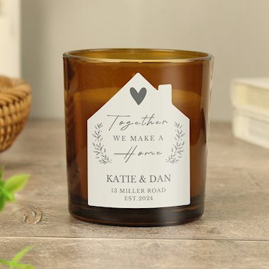Personalised Home Amber Glass Candle