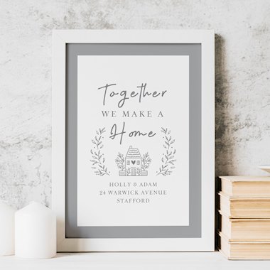 Personalised HOME White A4 Framed Print