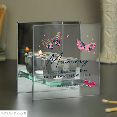 Personalised Hotchpotch Butterfly Mirrored Tealight Holder