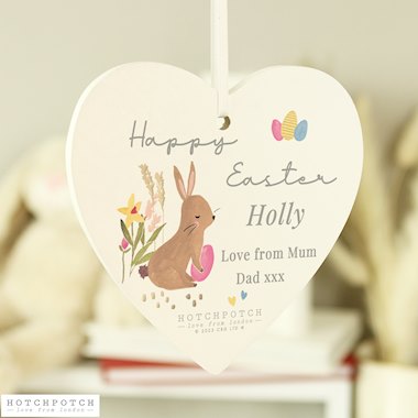 Personalised Hotchpotch Easter Wooden Heart Decoration