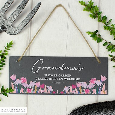 Personalised Hotchpotch Wild Flower Hanging Slate Plaque