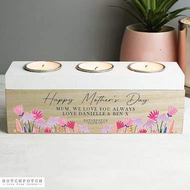 Personalised Hotchpotch Wild Flower Triple Tealight Box