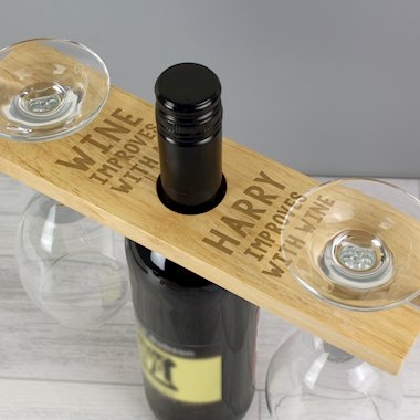 Personalised Improves With Wine Wine Glass & Bottle Holder