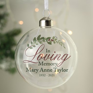 Personalised In Loving Memory Glass Bauble