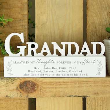 Personalised In Loving Memory Wooden Grandad Ornament