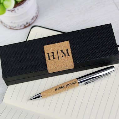 Personalised Initials & Name Cork Pen Set