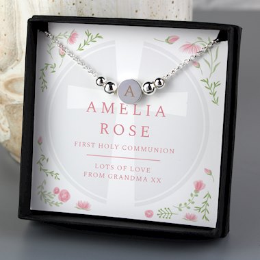 Personalised Initial Bracelet & Box With Floral Design