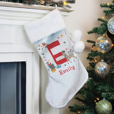 Personalised Initial Reindeer Christmas Stocking