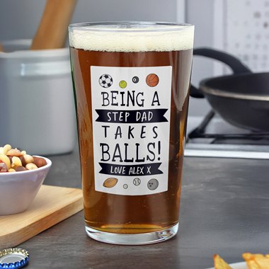Personalised It Takes Balls Printed Beer Glass