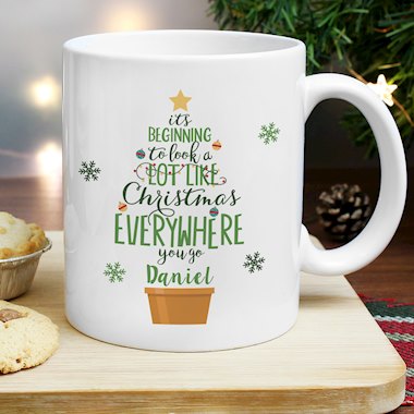 Personalised Its Beginning To Look A Lot Like Xmas Mug