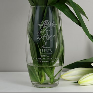 Personalised June Birth Flower Bullet Vase