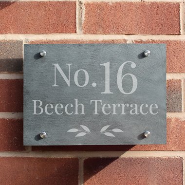 Personalised Leaf Slate House Sign