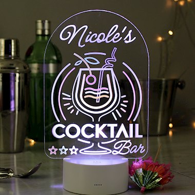 Personalised LED Colour Changing Cocktail Bar Sign