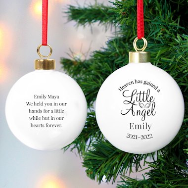 Personalised Little Angel Memorial Bauble
