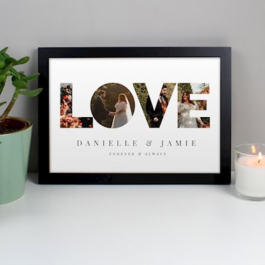 Personalised LOVE Photo Upload Black A4 Framed Print