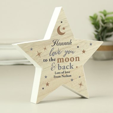 Personalised Love You Wooden Star Ornament
