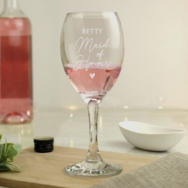 Personalised Maid of Honour Wine Glass