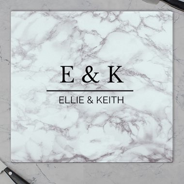 Personalised Marble Effect Glass Chopping Board/Worktop Saver