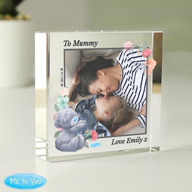 Personalised Me To You Floral Photo Upload Crystal Token