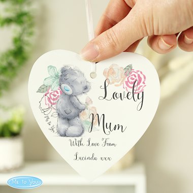 Personalised Me to You Floral Wooden Heart Decoration