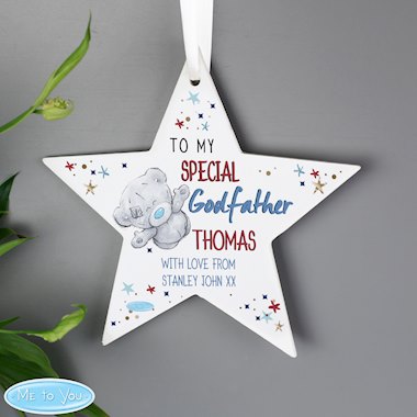 Personalised Me to You Godfather Wooden Star Decoration