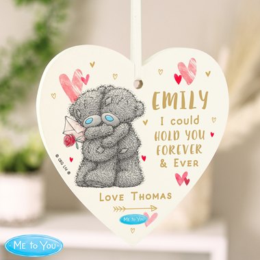 Personalised Me To You Hold You Forever Wooden Heart Decoration