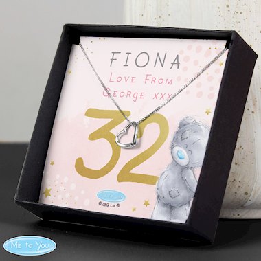 Personalised Me To You Sparkle & Shine Birthday Sentiment Silver Tone Necklace and Box