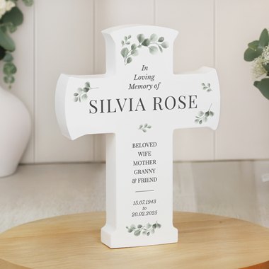 Personalised Memorial Cross Wooden Ornament