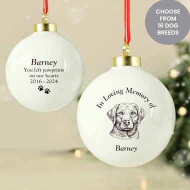 Personalised Memorial Dog Breed Bauble