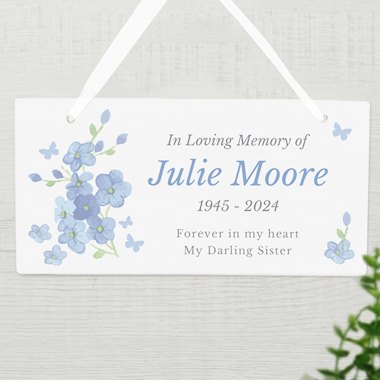 Personalised Memorial Forget Me Not Wooden Sign