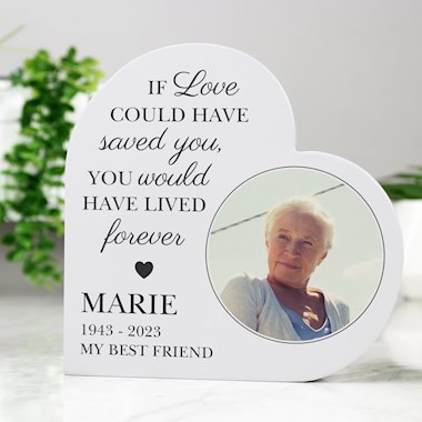 Personalised Memorial Photo Upload Free Standing Heart Ornament