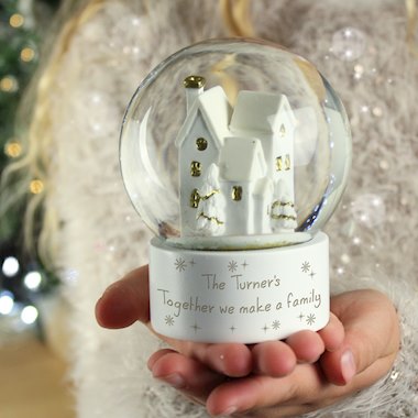 Personalised Message Village Glitter Snow Globe