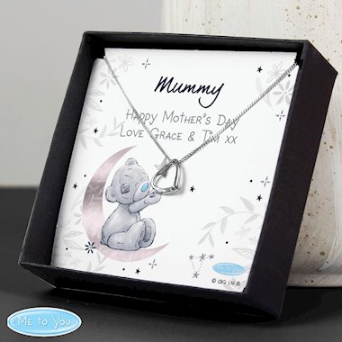 Personalised Moon & Stars Me To You Sentiment Silver Tone Necklace and Box