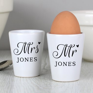 Personalised Mr & Mrs Egg Cups