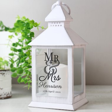 Personalised Mr & Mrs White Lantern